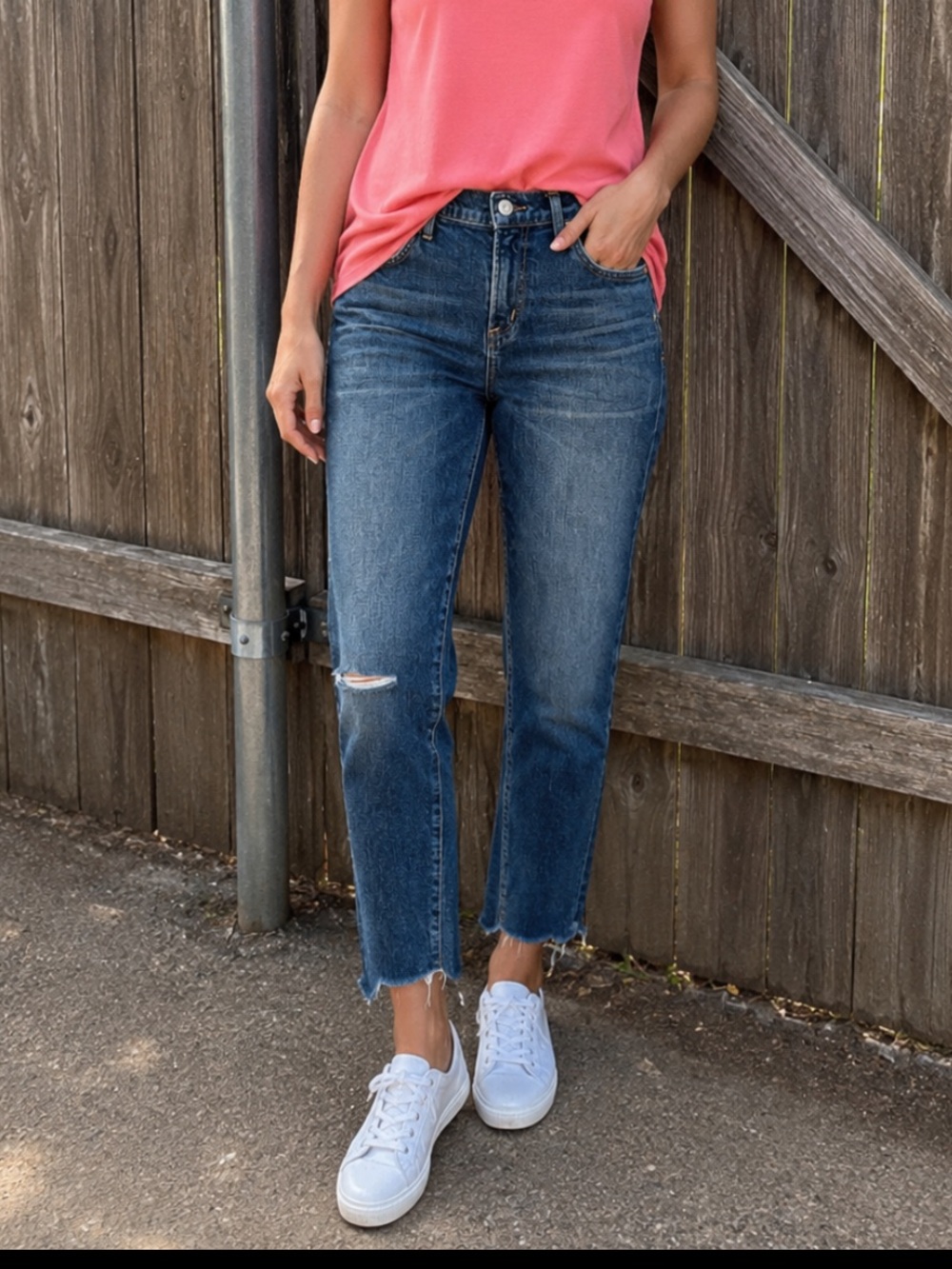 Citizens Of Humanity Dark Blue Distressed Cropped Jeans